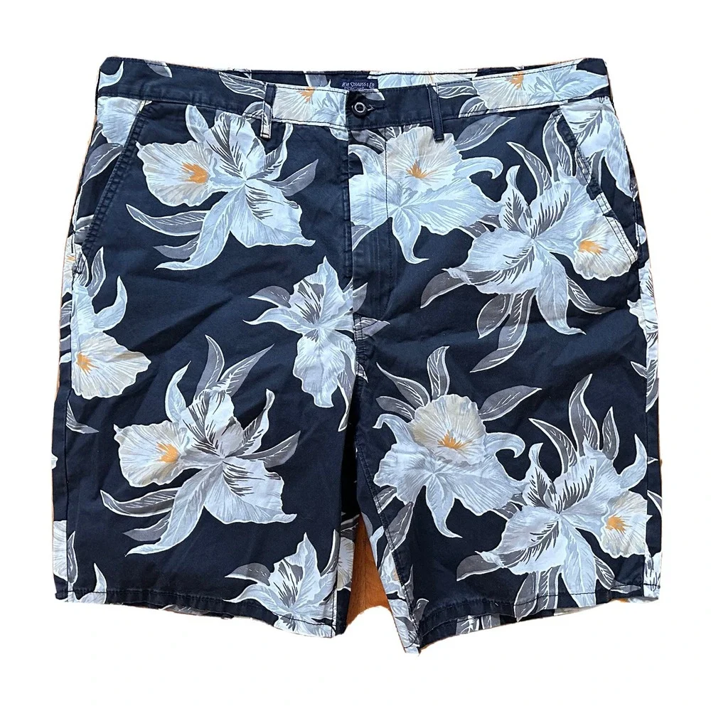 Levi Strauss Floral Shorts Mens W40 Floral Navy‎ Leaf Classic Chino Shorts